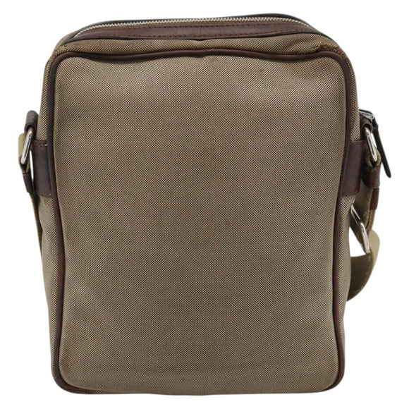 PRADA Shoulder Bag Canvas Beige Silver Auth bs36669