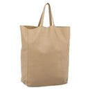CELINE Vertical Cabas Hand Bag Leather Beige Gold Auth bs36671-1