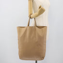 CELINE Vertical Cabas Hand Bag Leather Beige Gold Auth bs36671-21