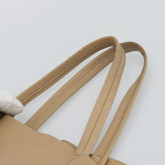 CELINE Vertical Cabas Hand Bag Leather Beige Gold Auth bs36671