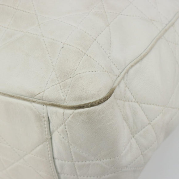 Christian Dior Canage Tote Bag Leather White Silver Auth bs36672A