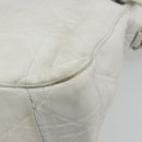 Christian Dior Canage Tote Bag Leather White Silver Auth bs36672A-12