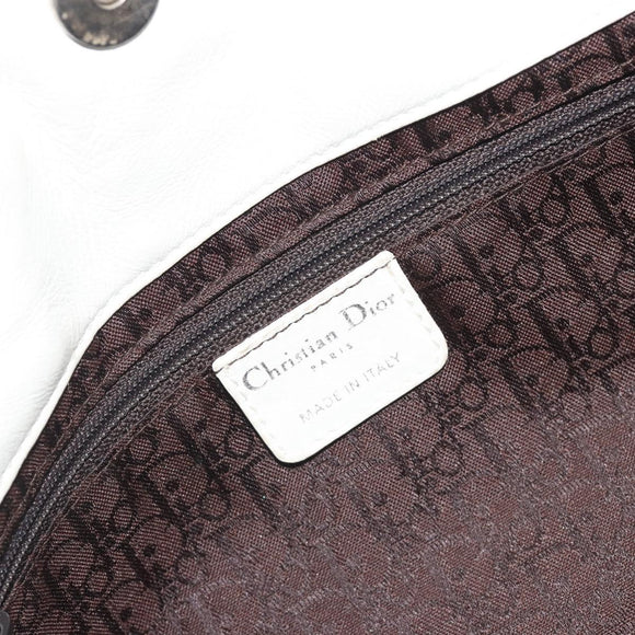 Christian Dior Canage Tote Bag Leather White Silver Auth bs36672A