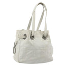 Christian Dior Canage Tote Bag Leather White Silver Auth bs36672A-1
