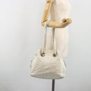 Christian Dior Canage Tote Bag Leather White Silver Auth bs36672A-23