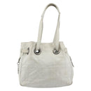 Christian Dior Canage Tote Bag Leather White Silver Auth bs36672A-2