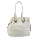 Christian Dior Canage Tote Bag Leather White Silver Auth bs36672A-3