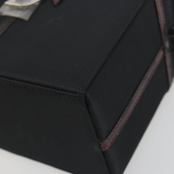 Christian Dior Hand Bag Nylon Black Silver Auth bs36673