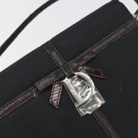 Christian Dior Hand Bag Nylon Black Silver Auth bs36673