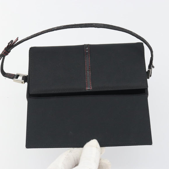 Christian Dior Hand Bag Nylon Black Silver Auth bs36673