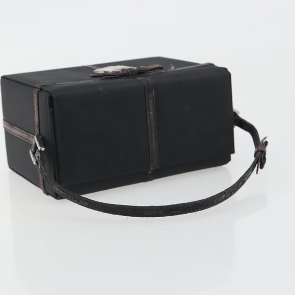 Christian Dior Hand Bag Nylon Black Silver Auth bs36673