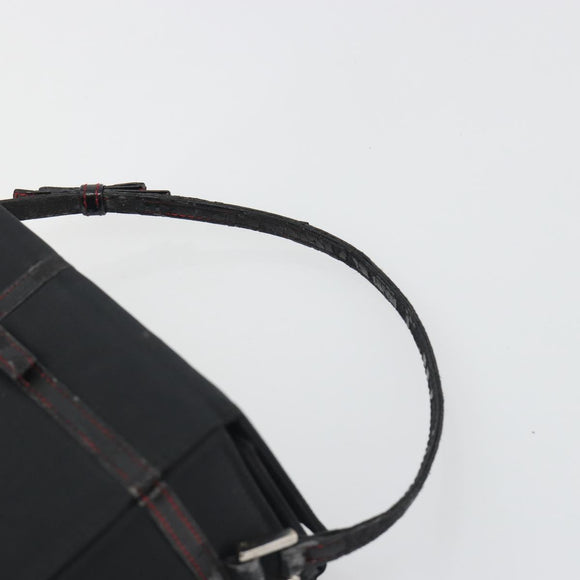 Christian Dior Hand Bag Nylon Black Silver Auth bs36673