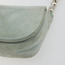 Christian Dior Maris Pearl Hand Bag Suede Light Blue Silver Auth bs36674A-10