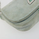 Christian Dior Maris Pearl Hand Bag Suede Light Blue Silver Auth bs36674A-11