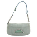 Christian Dior Maris Pearl Hand Bag Suede Light Blue Silver Auth bs36674A-2