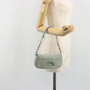 Christian Dior Maris Pearl Hand Bag Suede Light Blue Silver Auth bs36674A-24