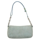 Christian Dior Maris Pearl Hand Bag Suede Light Blue Silver Auth bs36674A-3