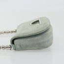 Christian Dior Maris Pearl Hand Bag Suede Light Blue Silver Auth bs36674A-5