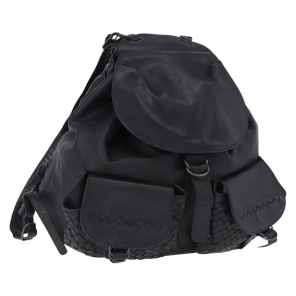 BOTTEGA VENETA INTRECCIATO Backpack Leather Black 155095 Auth bs36676A