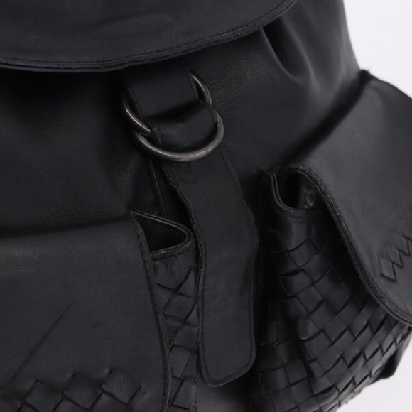 BOTTEGA VENETA INTRECCIATO Backpack Leather Black 155095 Auth bs36676A