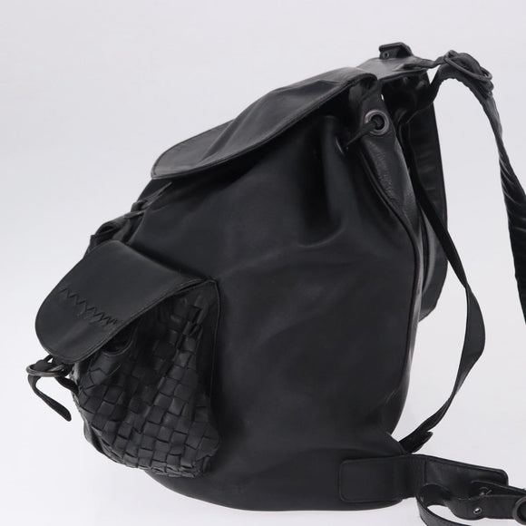 BOTTEGA VENETA INTRECCIATO Backpack Leather Black 155095 Auth bs36676A