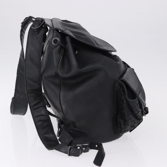 BOTTEGA VENETA INTRECCIATO Backpack Leather Black 155095 Auth bs36676A