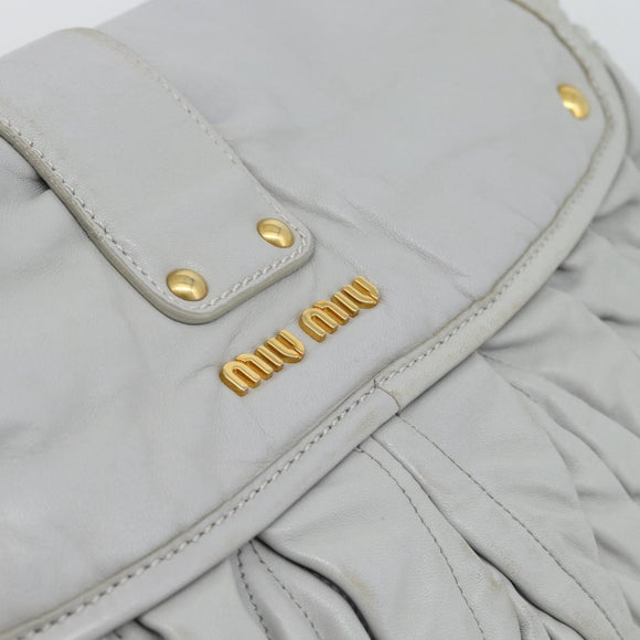 Miu Miu Matelasse Hand Bag Leather 2way Light Blue Gold Auth bs36677A