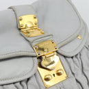 Miu Miu Matelasse Hand Bag Leather 2way Light Blue Gold Auth bs36677A-19