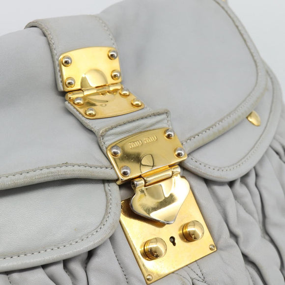 Miu Miu Matelasse Hand Bag Leather 2way Light Blue Gold Auth bs36677A