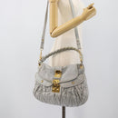 Miu Miu Matelasse Hand Bag Leather 2way Light Blue Gold Auth bs36677A-28