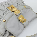 Miu Miu Matelasse Hand Bag Leather 2way Light Blue Gold Auth bs36677A-6