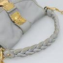 Miu Miu Matelasse Hand Bag Leather 2way Light Blue Gold Auth bs36677A-7