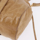 Miu Miu Vitellolux Hand Bag Leather 2way Beige Gold Auth bs36678V-16
