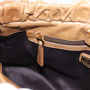 Miu Miu Vitellolux Hand Bag Leather 2way Beige Gold Auth bs36678V-23