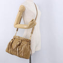Miu Miu Vitellolux Hand Bag Leather 2way Beige Gold Auth bs36678V-25