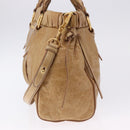 Miu Miu Vitellolux Hand Bag Leather 2way Beige Gold Auth bs36678V-3