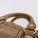 Miu Miu Vitellolux Hand Bag Leather 2way Beige Gold Auth bs36678V-8