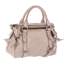 Miu Miu Side Ribbon Hand Bag Leather 2way Pink Silver Auth bs36679V-1