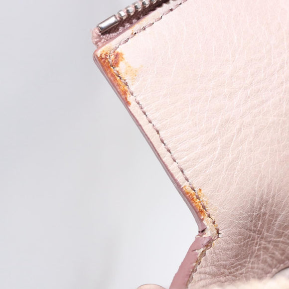 Miu Miu Side Ribbon Hand Bag Leather 2way Pink Silver Auth bs36679V