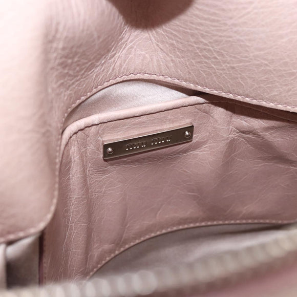 Miu Miu Side Ribbon Hand Bag Leather 2way Pink Silver Auth bs36679V