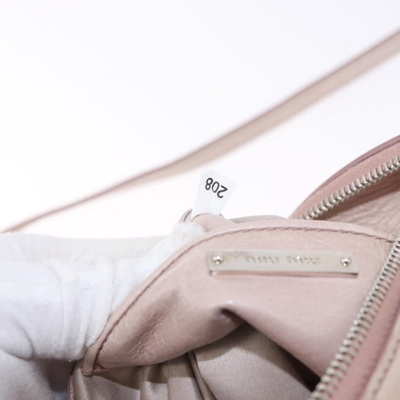 Miu Miu Side Ribbon Hand Bag Leather 2way Pink Silver Auth bs36679V