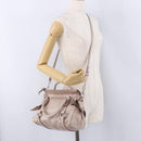 Miu Miu Side Ribbon Hand Bag Leather 2way Pink Silver Auth bs36679V-27