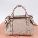 Miu Miu Side Ribbon Hand Bag Leather 2way Pink Silver Auth bs36679V-12
