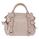 Miu Miu Side Ribbon Hand Bag Leather 2way Pink Silver Auth bs36679V-2