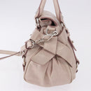 Miu Miu Side Ribbon Hand Bag Leather 2way Pink Silver Auth bs36679V-3