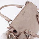 Miu Miu Side Ribbon Hand Bag Leather 2way Pink Silver Auth bs36679V-14
