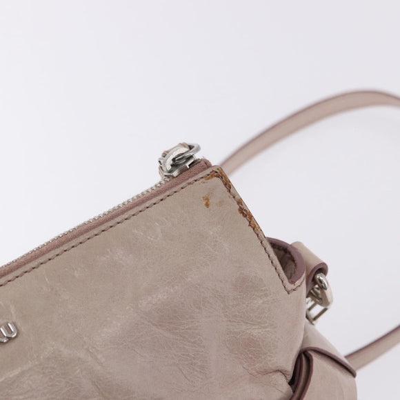 Miu Miu Side Ribbon Hand Bag Leather 2way Pink Silver Auth bs36679V