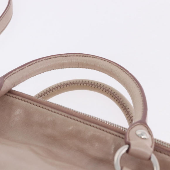 Miu Miu Side Ribbon Hand Bag Leather 2way Pink Silver Auth bs36679V