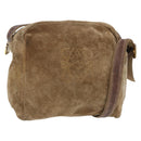LOEWE Shoulder Bag Suede Beige Gold Auth bs36680-1