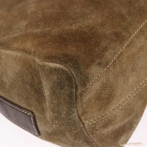 LOEWE Shoulder Bag Suede Beige Gold Auth bs36680